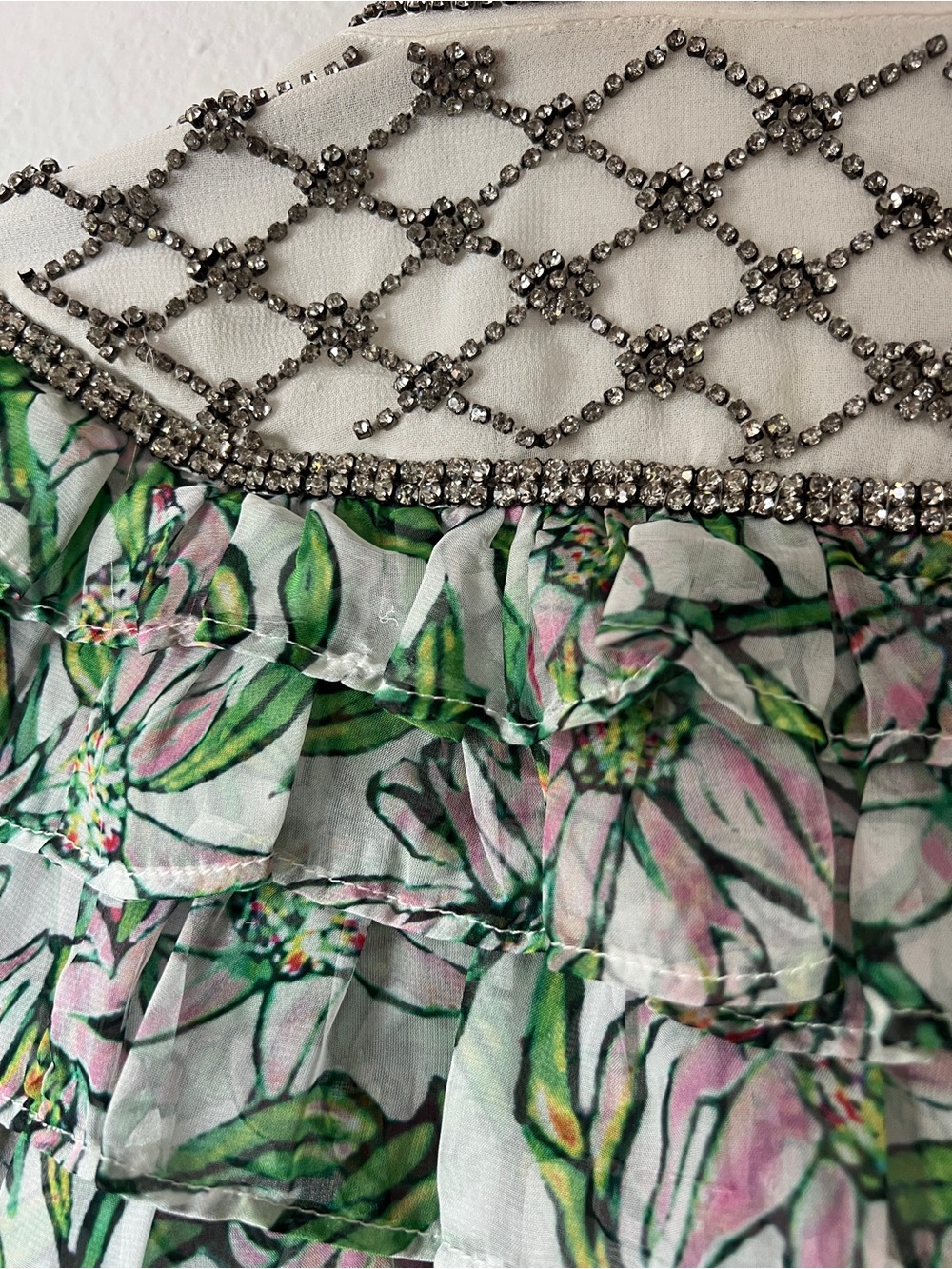 Dodo Bar Or Floral Crystal Embellished Top Size 40 - Picture 4 of 5